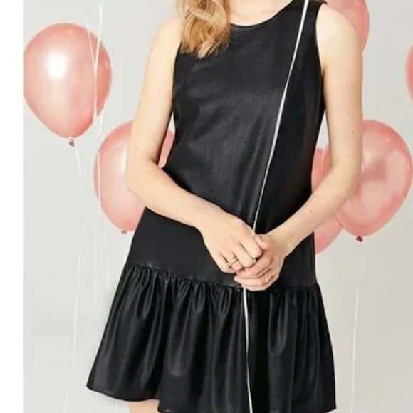 Amanda Uprichard Alejandro Faux-Leather Mini Dress Peplum Hem LBD Small - Picture 3 of 7